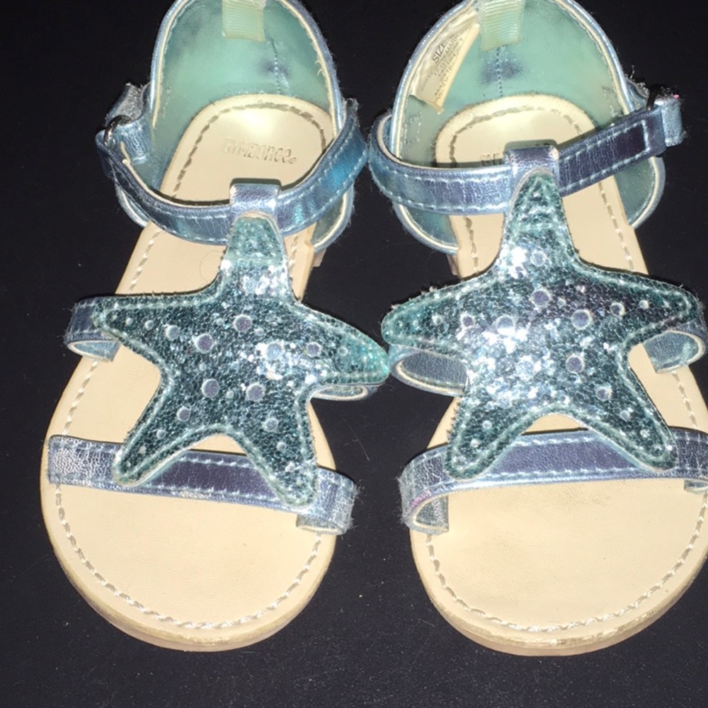 Gymboree Mermaid Cove silvery blue star sandals toddler size 7